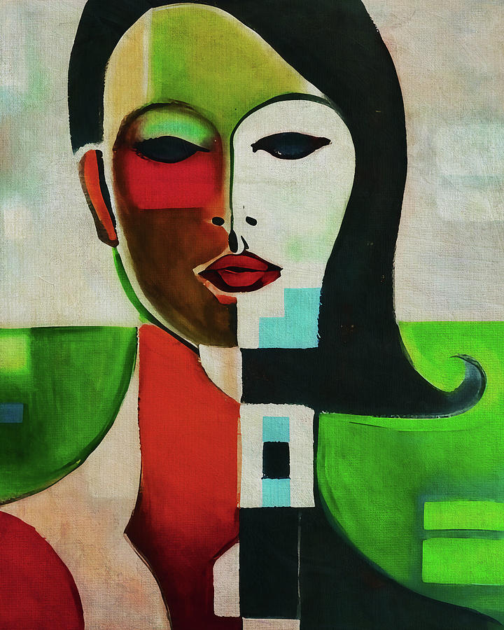 The woman in colorful abstraction Digital Art by Jan Keteleer