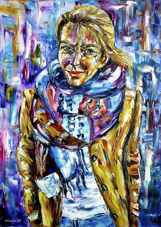 The woman in the coat, Stephanie Baczyk Painting by Mirek Kuzniar