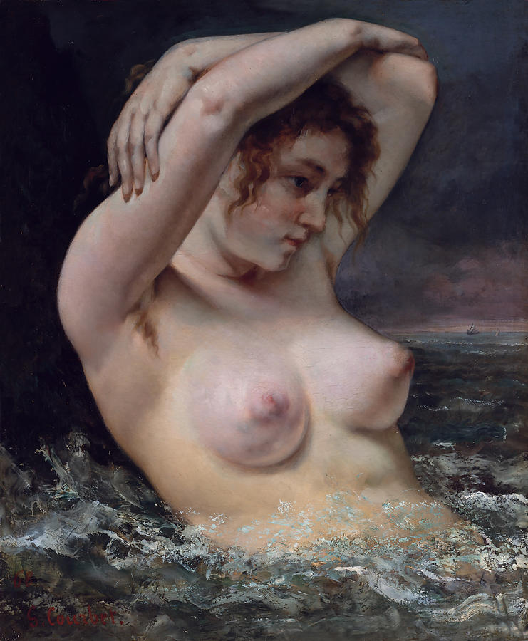 Vintage Painting - The Woman in the Waves                                                      by Gustave Courbet