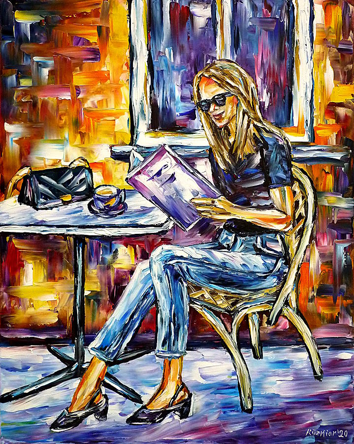 The Woman With The Menu Painting by Mirek Kuzniar