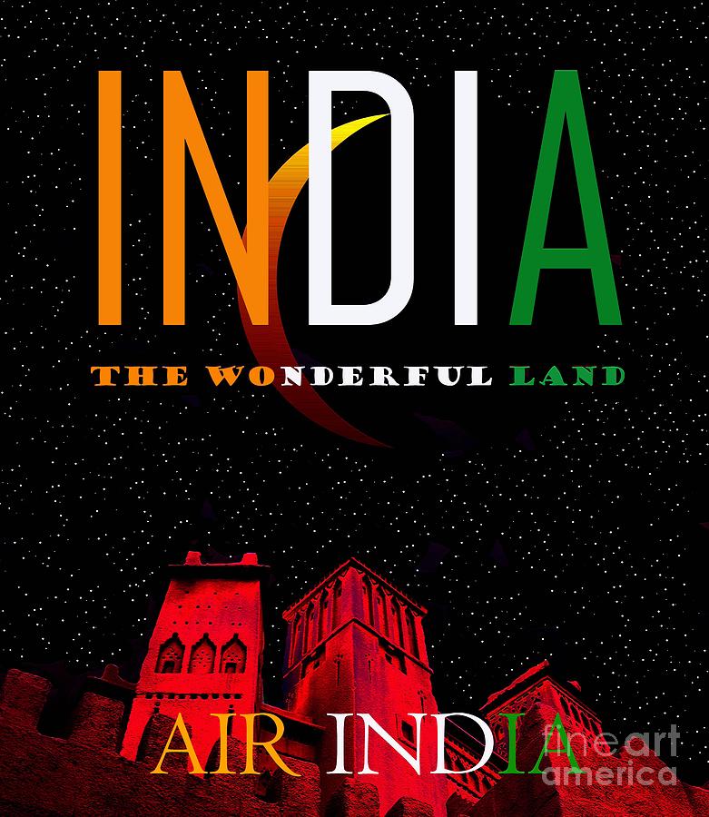 The Wonderful Land Air India travel poster Mixed Media by David Lee Thompson