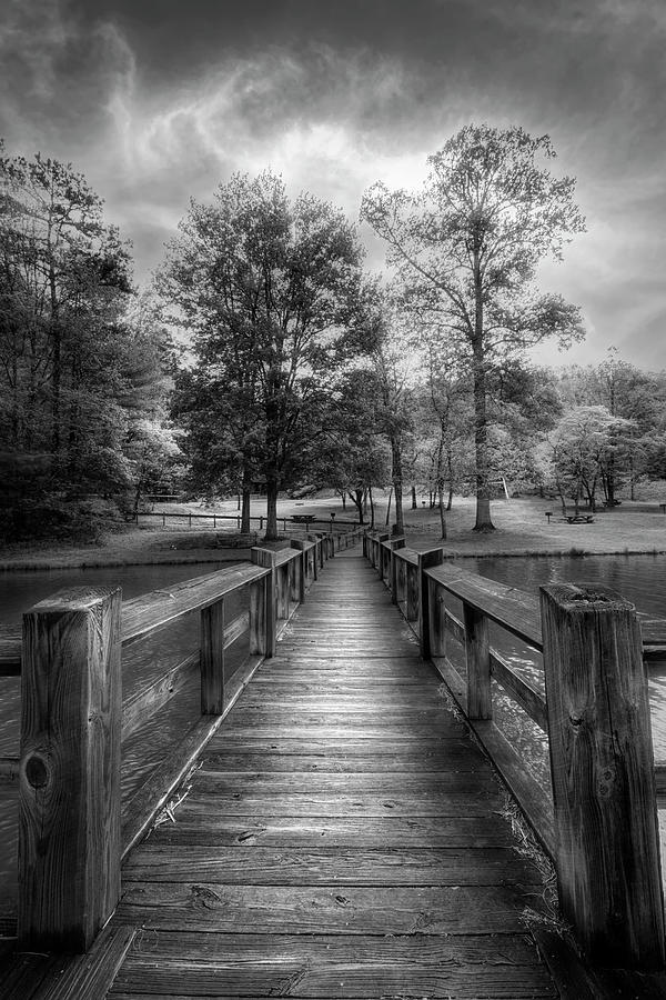 The Wood Fishing Dock Black and White Photograph by Debra and Dave Vanderlaan