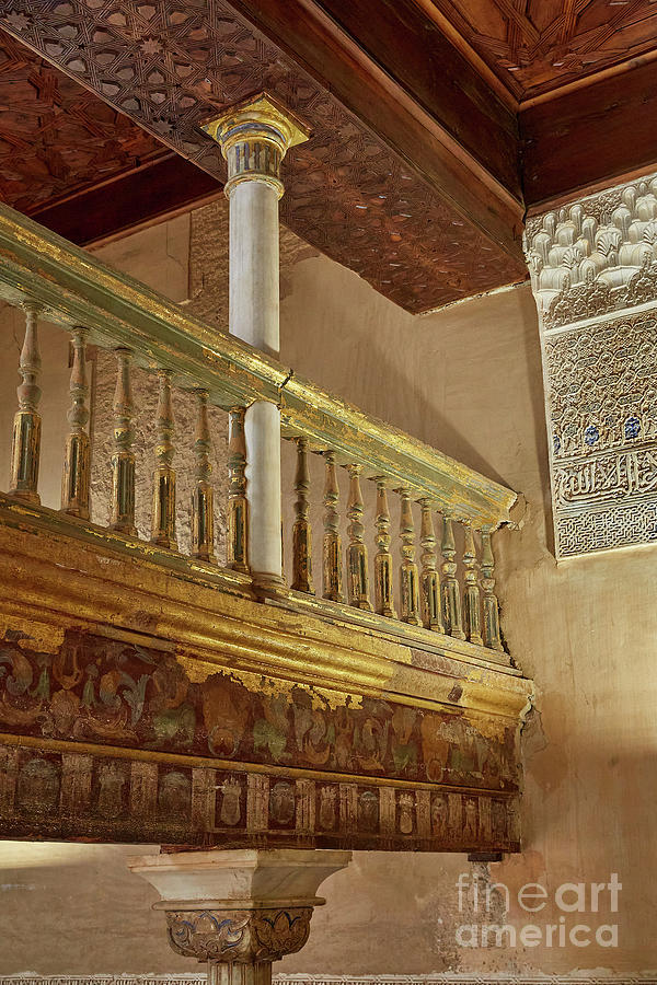 The wooden balustrade - Mexuar-Alhambra Photograph by Juan Carlos Ballesteros