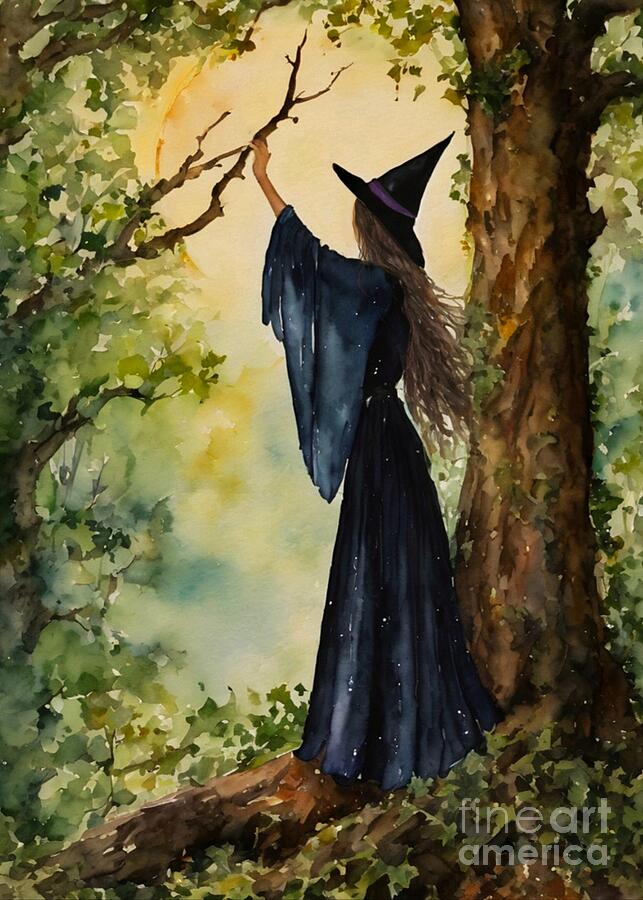 Witches Painting - The Woods Witch by Lyra OBrien
