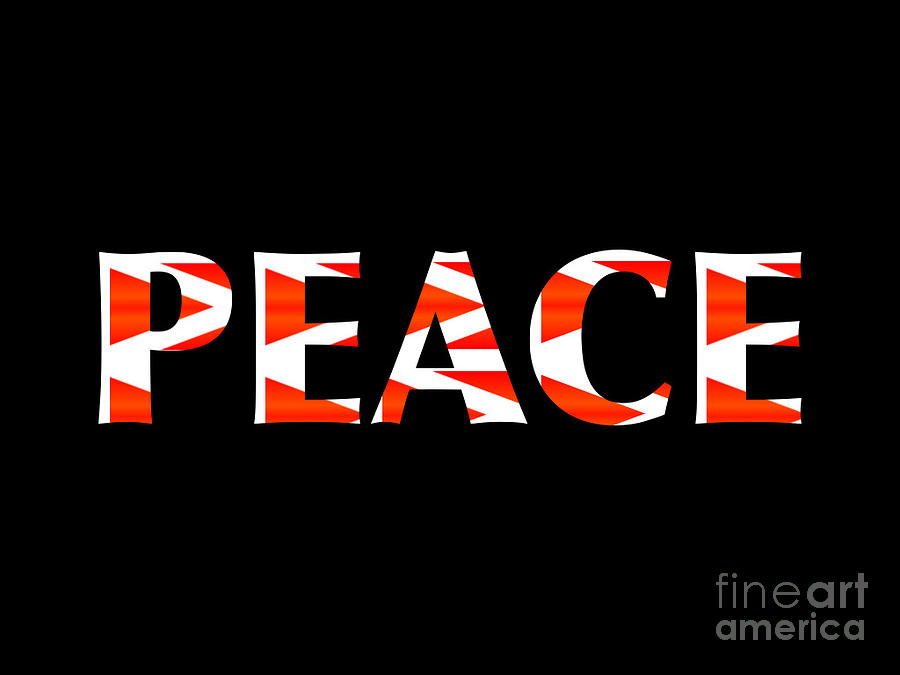 The Word Peace in a Red and White Abstract Pattern Design Digital Art ...