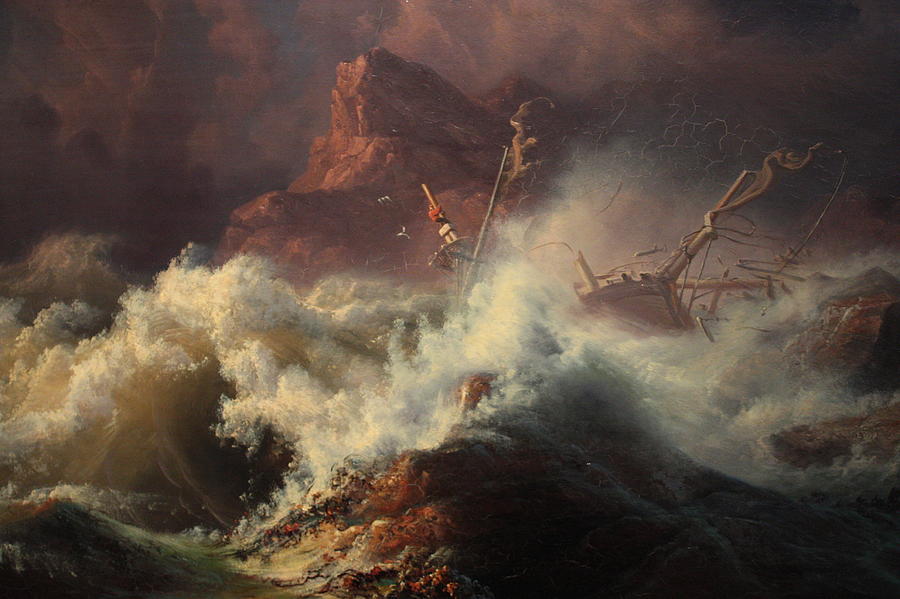 The Wreck, by Knud Andreassen Baade c.1835 Painting by MotionAge Designs