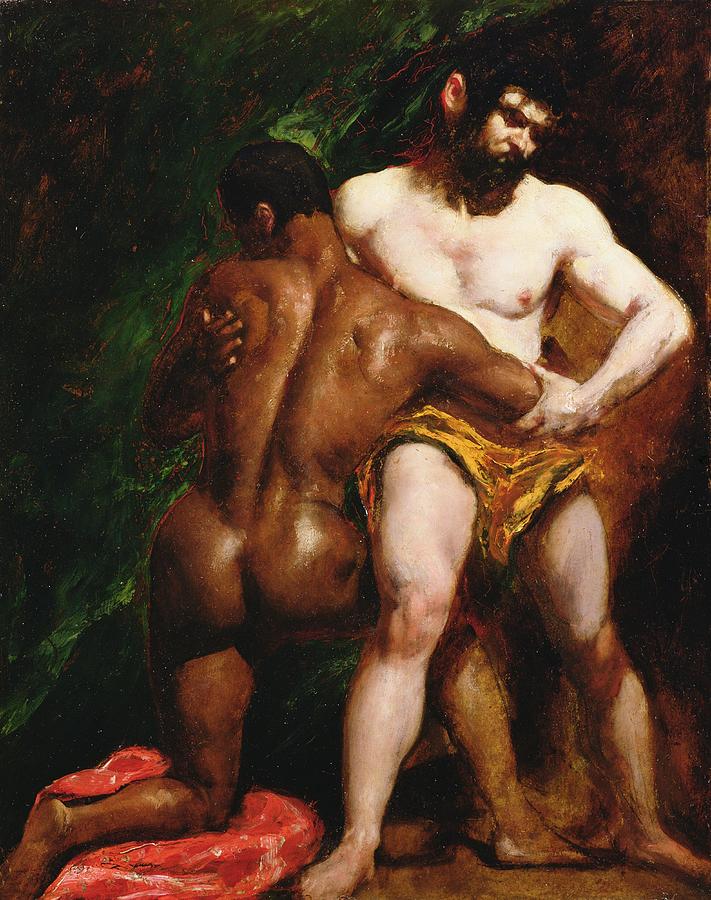 The Wrestlers Painting by William Etty