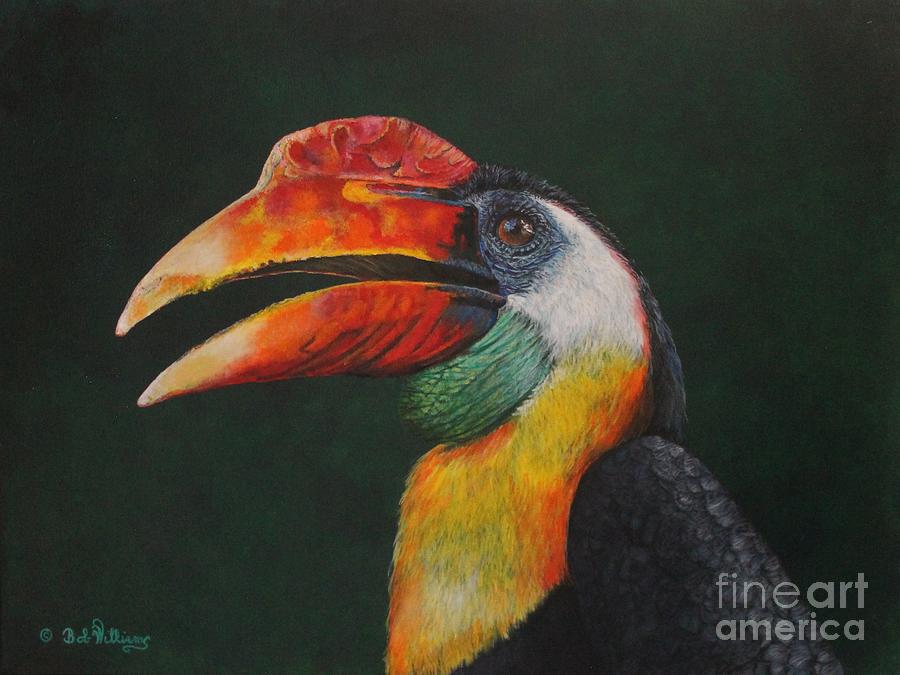 The Wrinkled Hornbill  Painting by Bob Williams