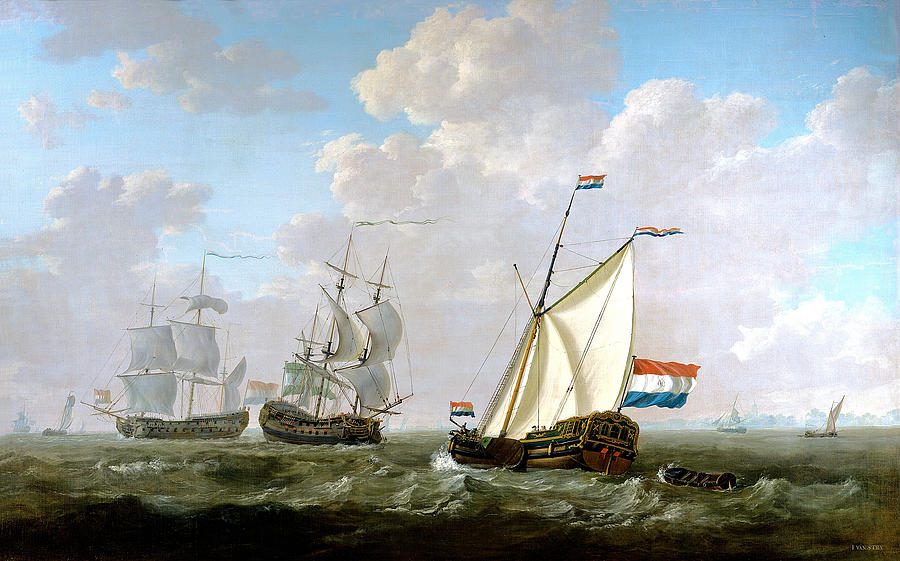 The yacht of the Chamber of Rotterdam Painting by Jacob van Strij