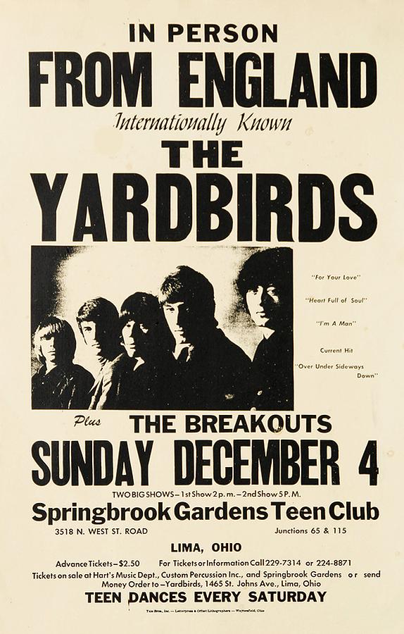 The Yardbirds - 1966 Vintage Concert Poster Photograph by Old Vintique ...