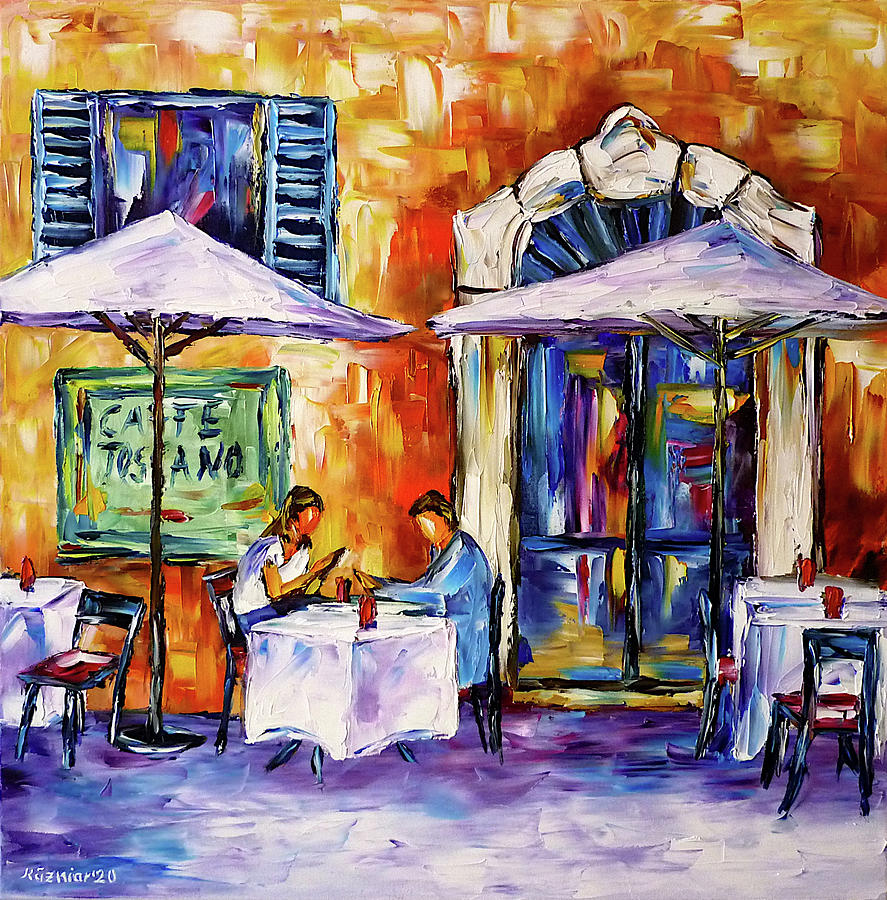 The Yellow Cafe Painting by Mirek Kuzniar