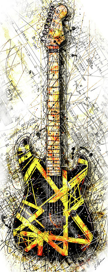 Eddie Van Halen Digital Art - The Yellow Jacket Vert 1a by Gary Bodnar