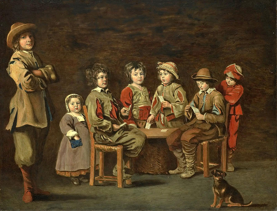 The Young Card Players Painting by Antoine Le Nain
