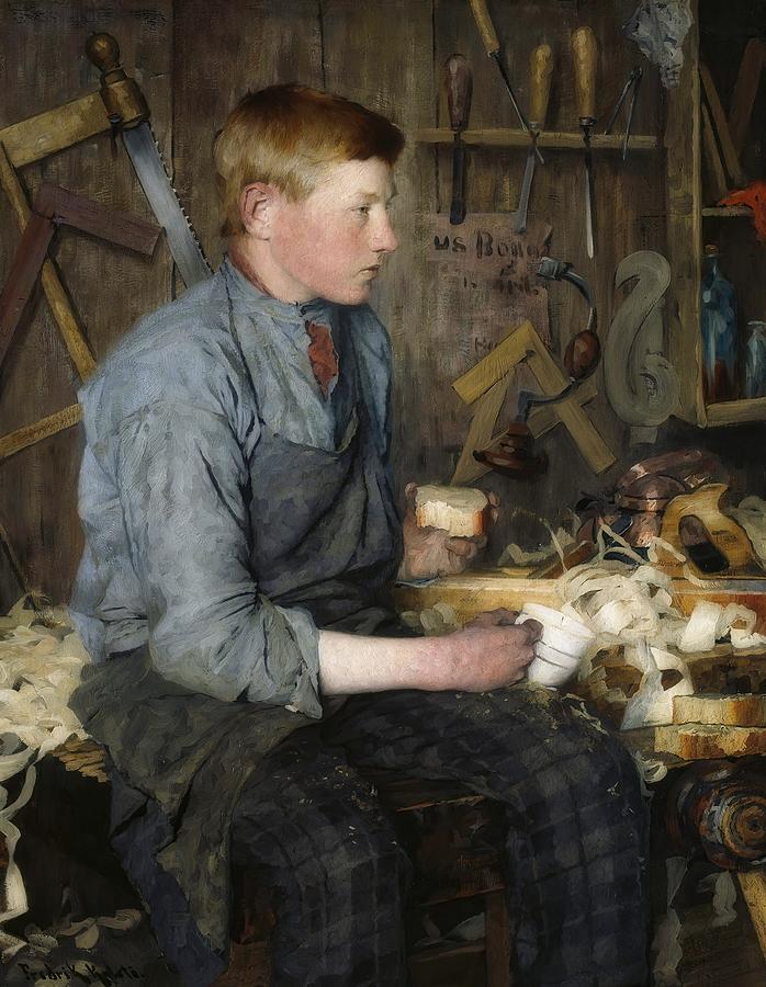The Young Carpenter Painting by Fredrik Kolsto