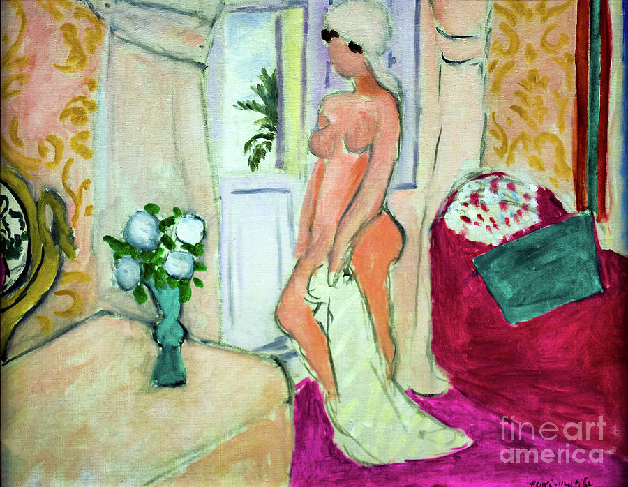 The Young Girl and the Vase of Flowers by Henri Matisse Painting by Henri Matisse