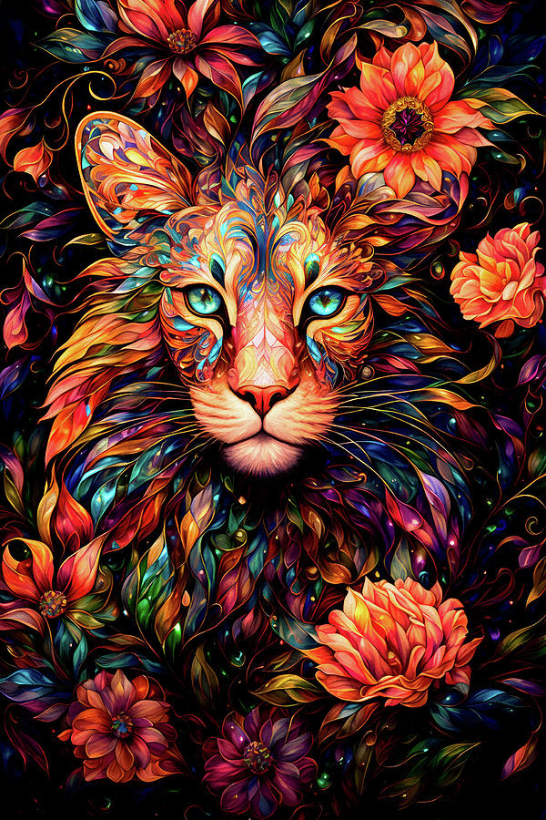 The Young Lion - Flower Child Digital Art by Peggy Collins