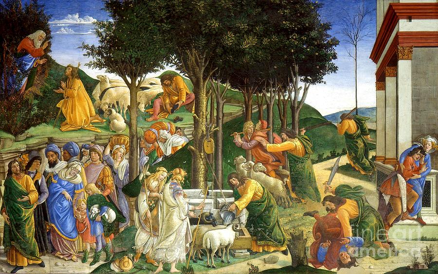 The Youth of Moses or The Trials of Moses Painting by Sandro Botticelli