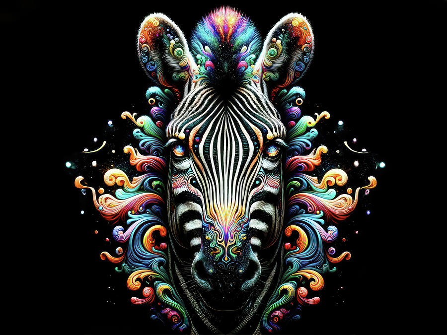 Artistic Expression Digital Art - The Zebra of Cosmic Vibrance by Bill And Linda Tiepelman