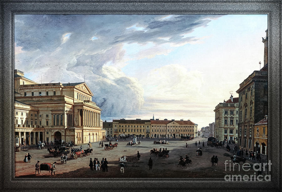 Theater Square in Warsaw by Marcin Zaleski Classical Fine Art Reproduction Painting by Rolando Burbon