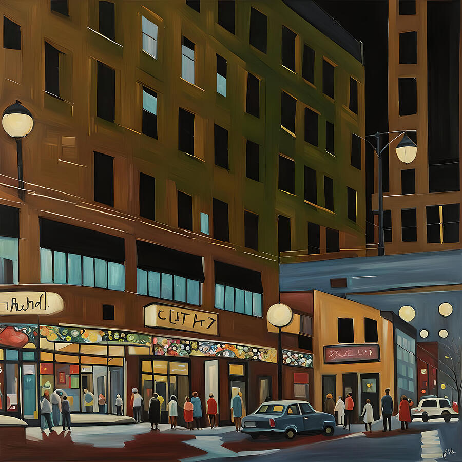 Theatre District Mixed Media by Deb Beausoleil