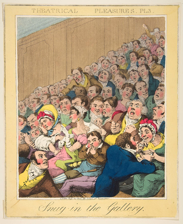 Theatrical Pleasures, Plate 3. Snug in the Gallery Drawing by Theodore Lane
