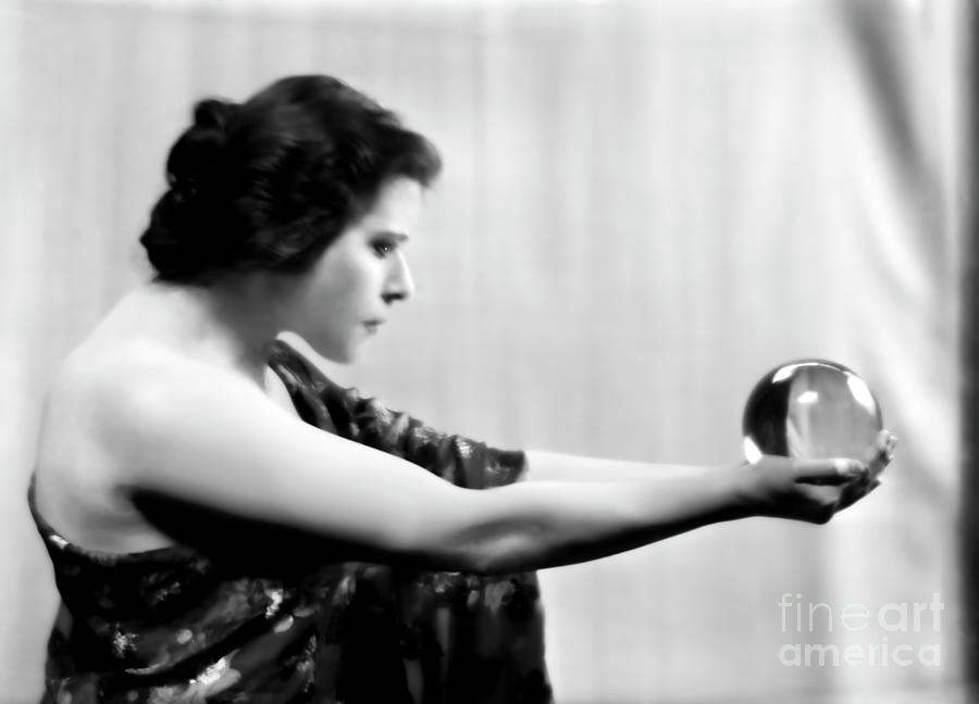 Theda Bara Holding a Crystal Ball Photograph by Sad Hill - Bizarre Los Angeles Archive