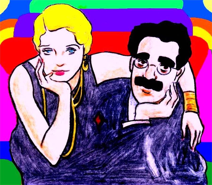 Vintage Drawing - Thelma and Groucho by Mel Thompson