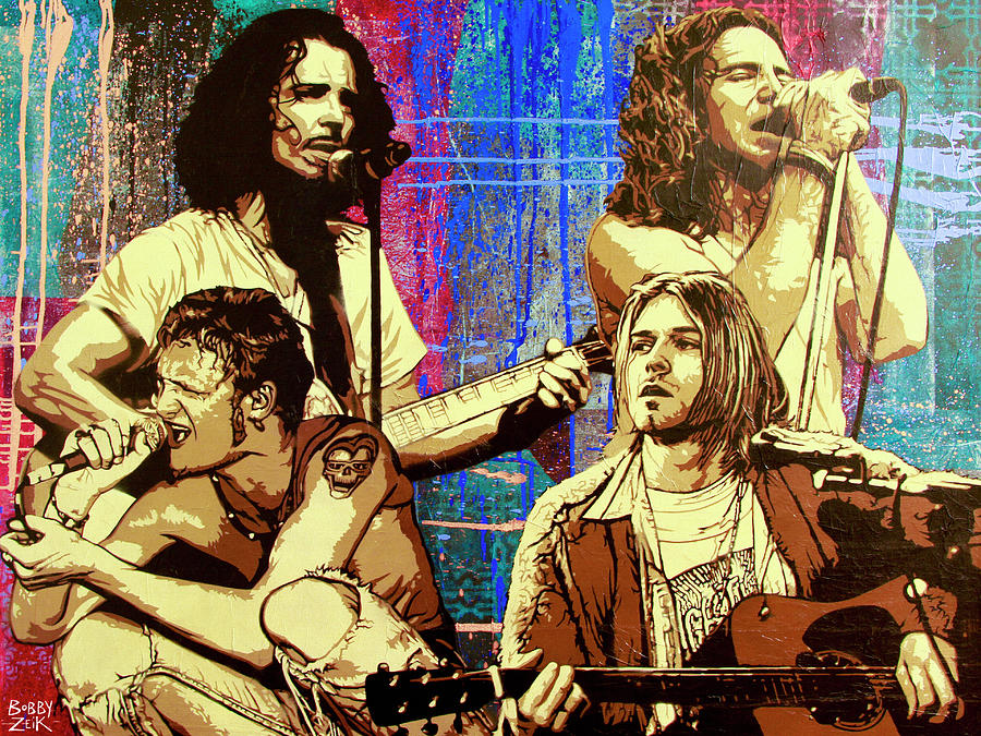 Chris Cornell Painting - Them Bones Are Louder Than Love In A Corduroy Heart-Shaped Box by Bobby Zeik