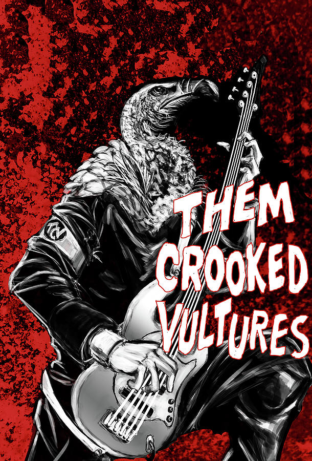 Them crooked vultures black and red, guitar Digital Art by Kety Ka - Pixels