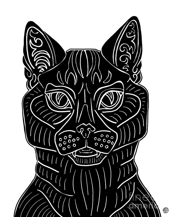Theo. Black Cat Ink  Drawing by Amy E Fraser
