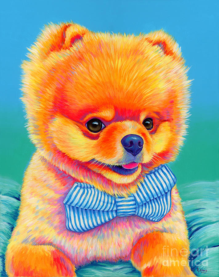 Theo the Pomeranian Painting by Rebecca Wang