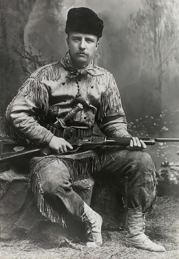 Theodore Roosevelt in 1885 Black and White Photograph by Unknown