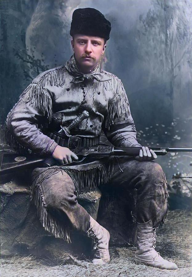 Theodore Roosevelt in 1885 Colorized Photograph by Unknown