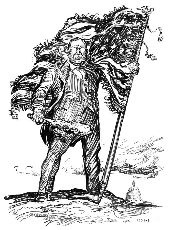 Theodore Roosevelt Drawing by Oscar Edward Cesare