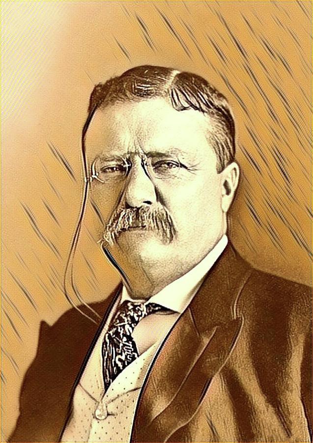 Theodore Roosevelt Mixed Media by Teresa Trotter