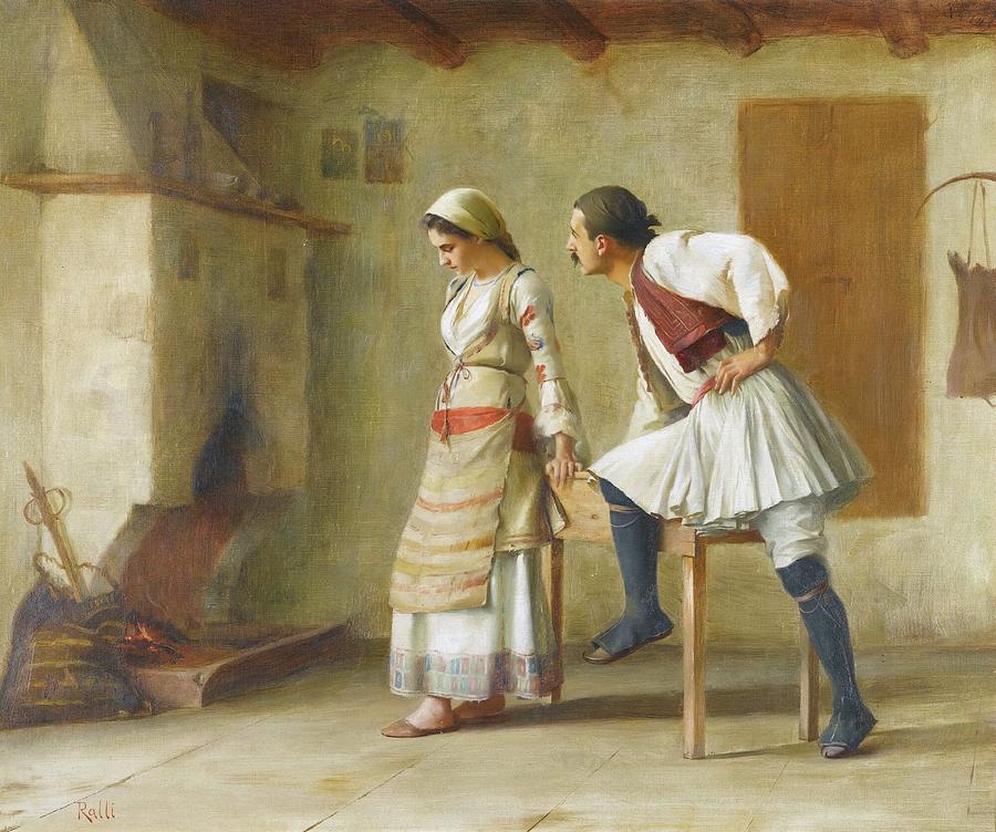 Theodoros Ralli Flirtation Painting by Theodoros Ralli