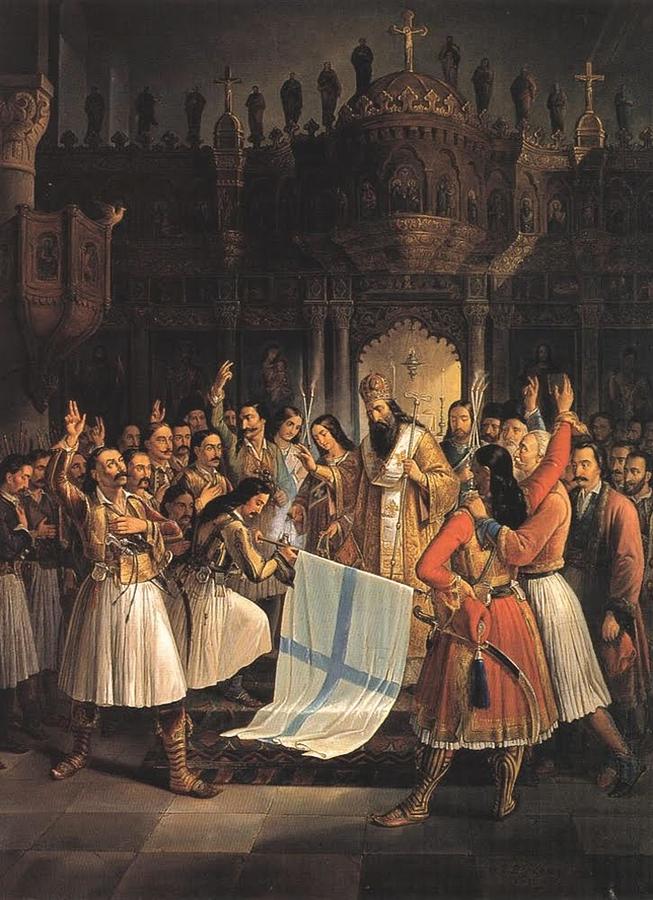 Theodoros Vryzakis - The Oath-taking in the Church of Aghia Lavra Painting by Les Classics