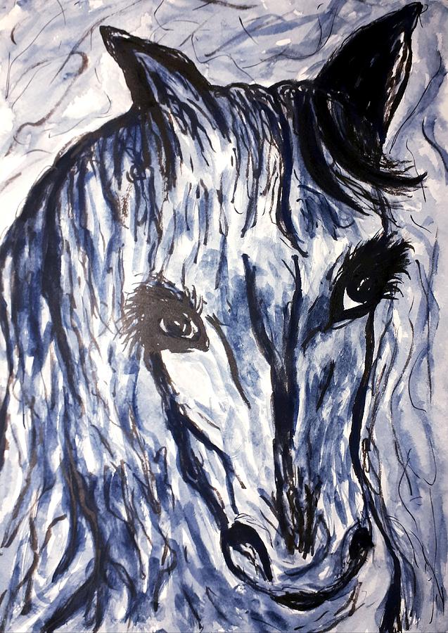 Horse Painting - Therapy horse by Abstract Angel Artist Stephen K