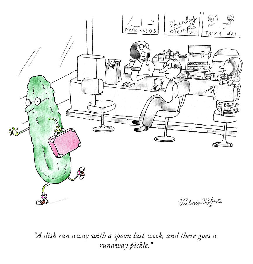There Goes a Runaway Pickle Drawing by Victoria Roberts