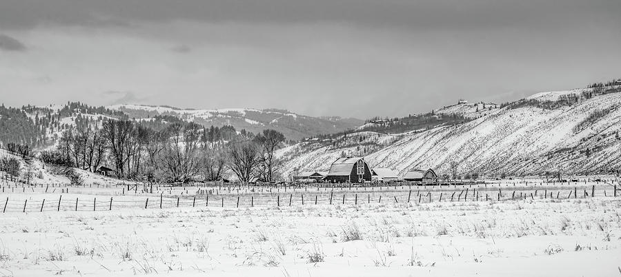 Theres Just Something About Wyoming, A Panorama in Black and White Photograph by Marcy Wielfaert