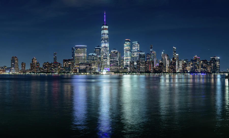 Theres LOVE in Manhattan Skyline. Blue. Photograph by Val Black Russian Tourchin