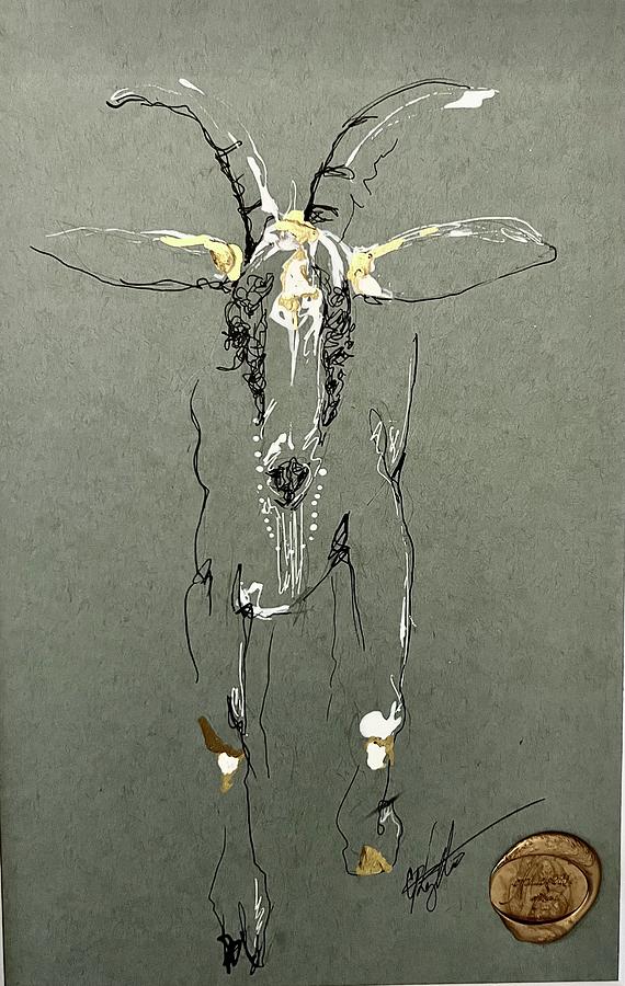 Theres Only One Goat Drawing by C F Legette