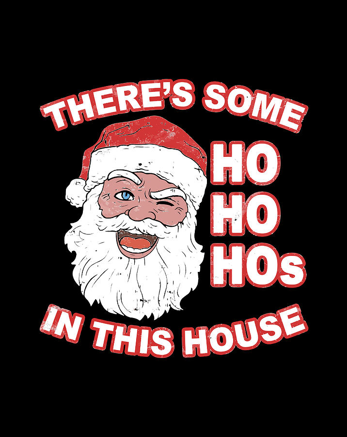 Theres Some Ho Ho Hos In This House Santa Claus Gift Digital Art by