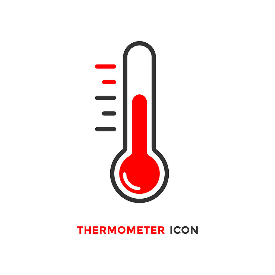 Thermometer Icon Vector Design on White Background. Drawing by Designer29