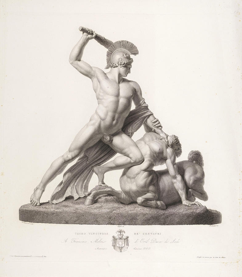 Theseus vanquishing the Centaur Drawing by Pietro Bettelini