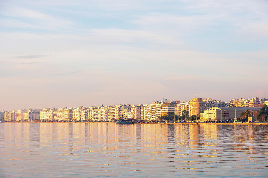 Thessaloniki City Seaside Promenade at Sunset Photograph by Alexios Ntounas