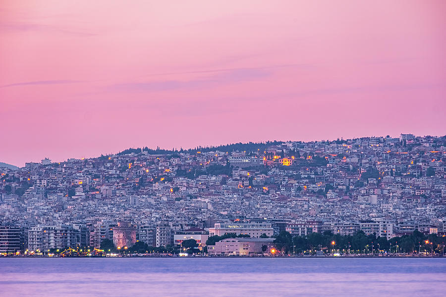 Thessaloniki City View At Sunset Photograph
