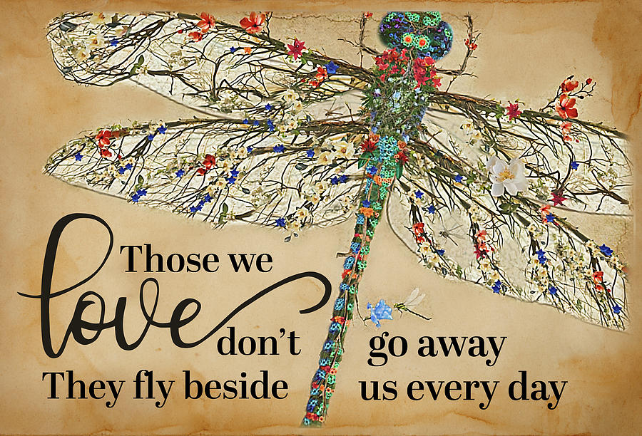 They Fly Beside Us Every Day Dragonfly Print Canvas Wall Art Poster ...