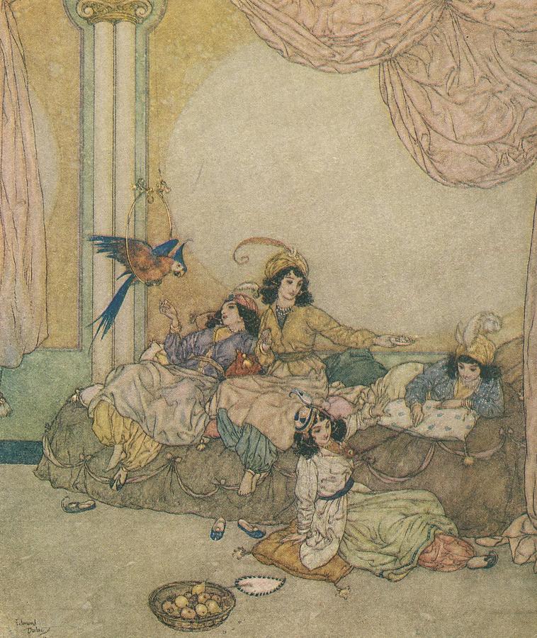 Rear Window Drawing - They overran the house without loss of time  by Edmund Dulac French