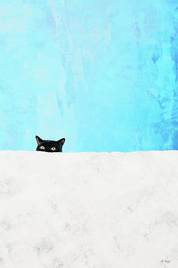 They Will Never Find Me Here - Black Cat Art Painting by Sharon Cummings
